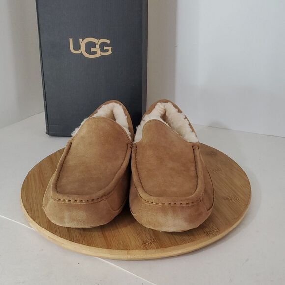 UGG Ascot Slipper Chestnut Suede Wool Comfort Loafer Men's US 10 New - Picture 3 of 13